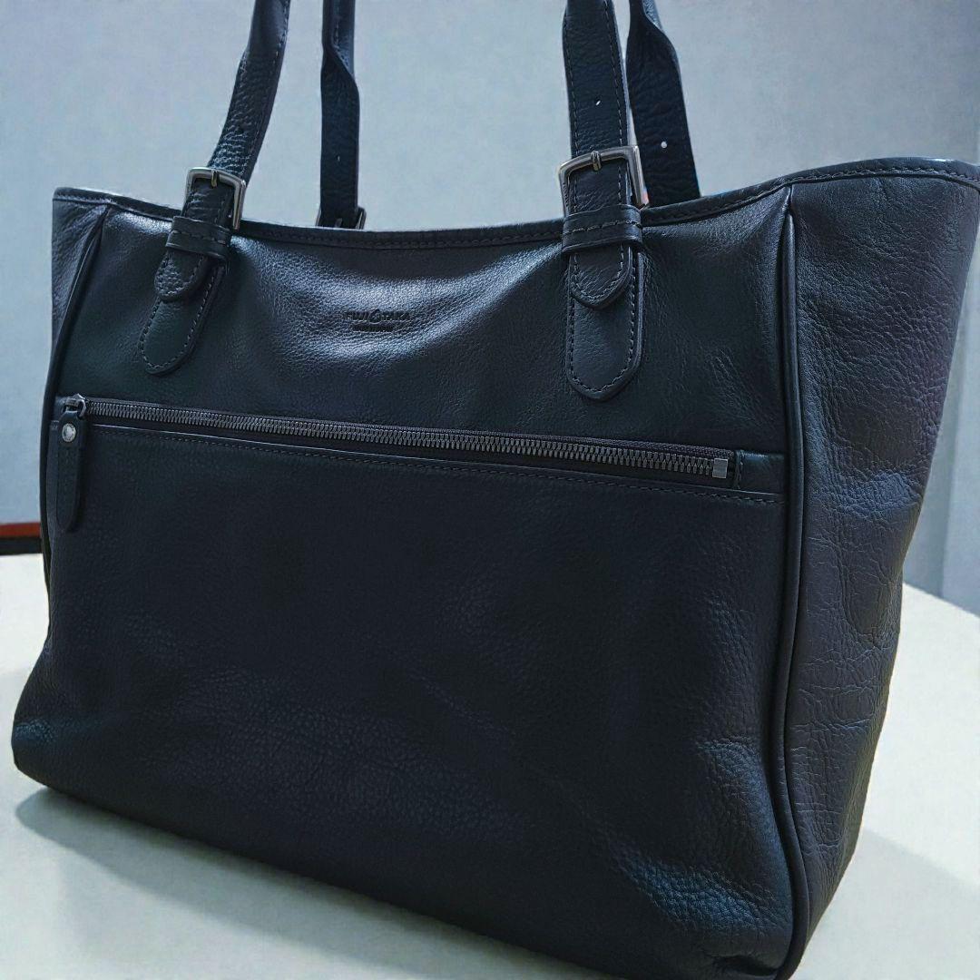 FUJITAKA フジタカ　ビジネスバッグ　トートバッグ　シボ革　A4　ネイビー