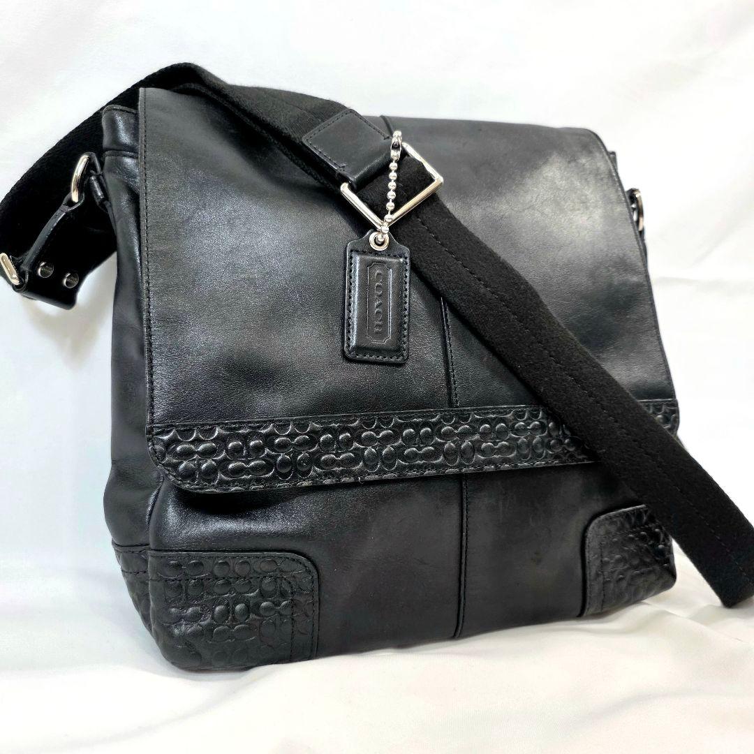 美品 コーチ メッセンジャー ショルダー レザー F74386