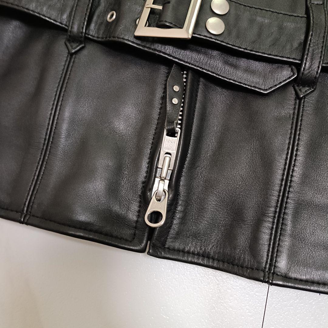 美品✨️KADOYA ベルテッド シングル ライダース ジャケット 牛革 黒