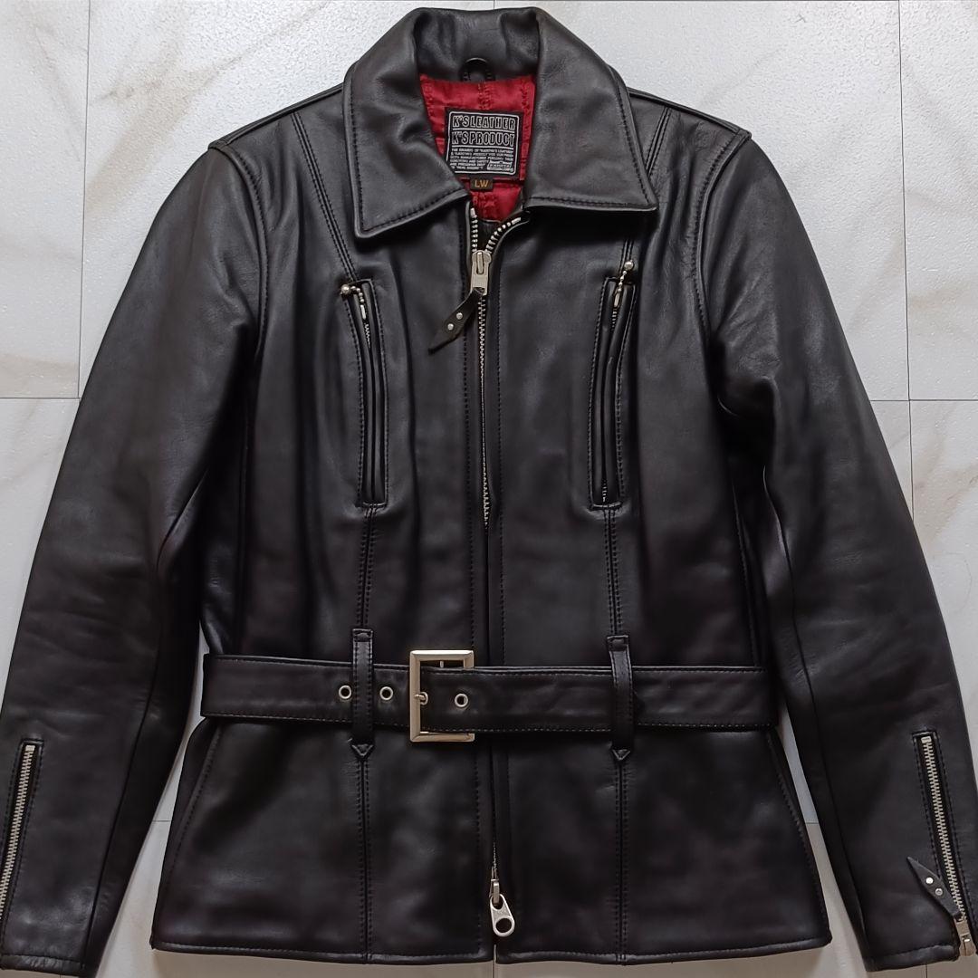 美品✨️KADOYA ベルテッド シングル ライダース ジャケット 牛革 黒