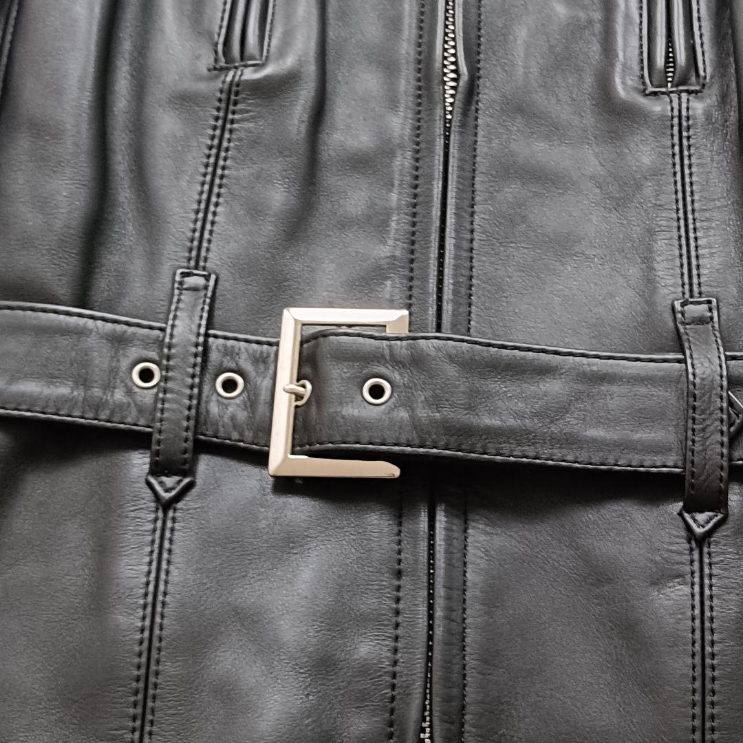 美品✨️KADOYA ベルテッド シングル ライダース ジャケット 牛革 黒