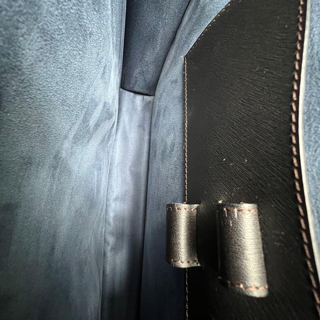 ダンヒル ブリーフケース ビジネスバッグ レザー ダークブラウン フラップ 鍵付