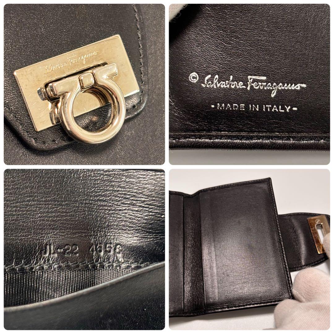 サルヴァトーレフェラガモ 名刺入れ カードケース ガンチーニ シルバー金具 本革