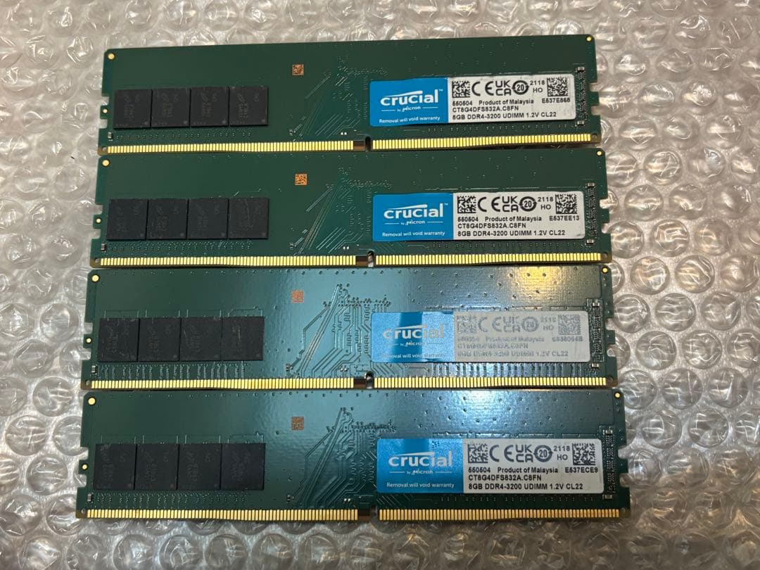 crucial DDR4 3200 8GB メモリー 4枚　計32GB pc4