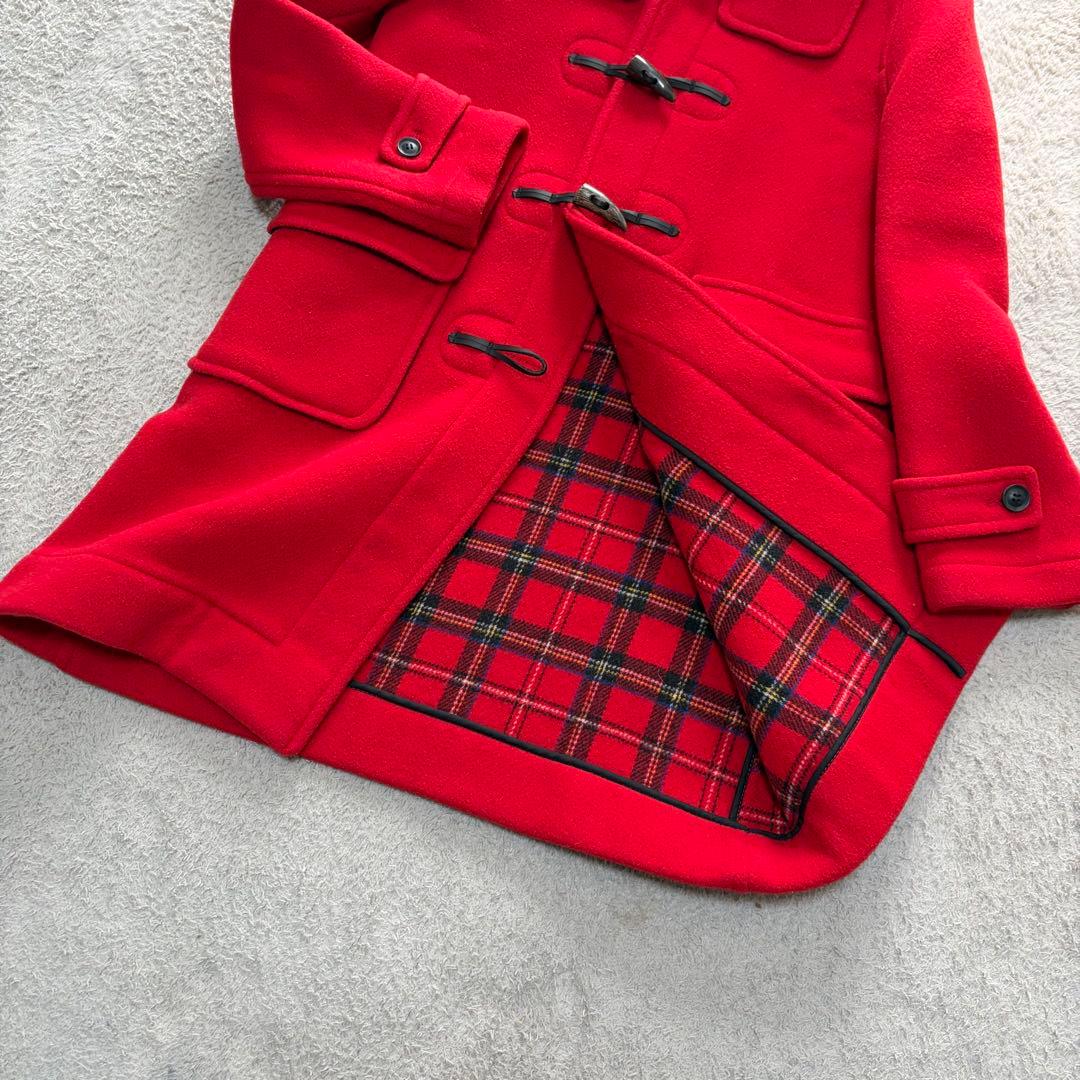 ☆美品☆LONDON TRADITION 赤ダッフルコート　英国製　裏地チェック