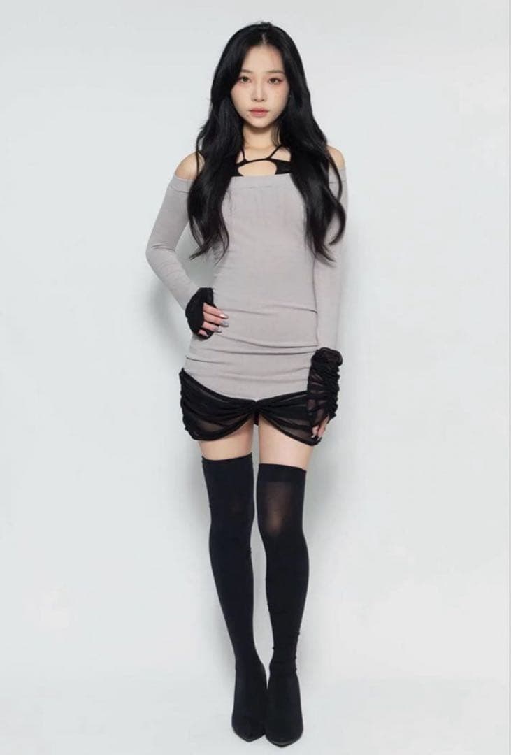 ワンピース THEREDTHREAD S sheer docked dress mini