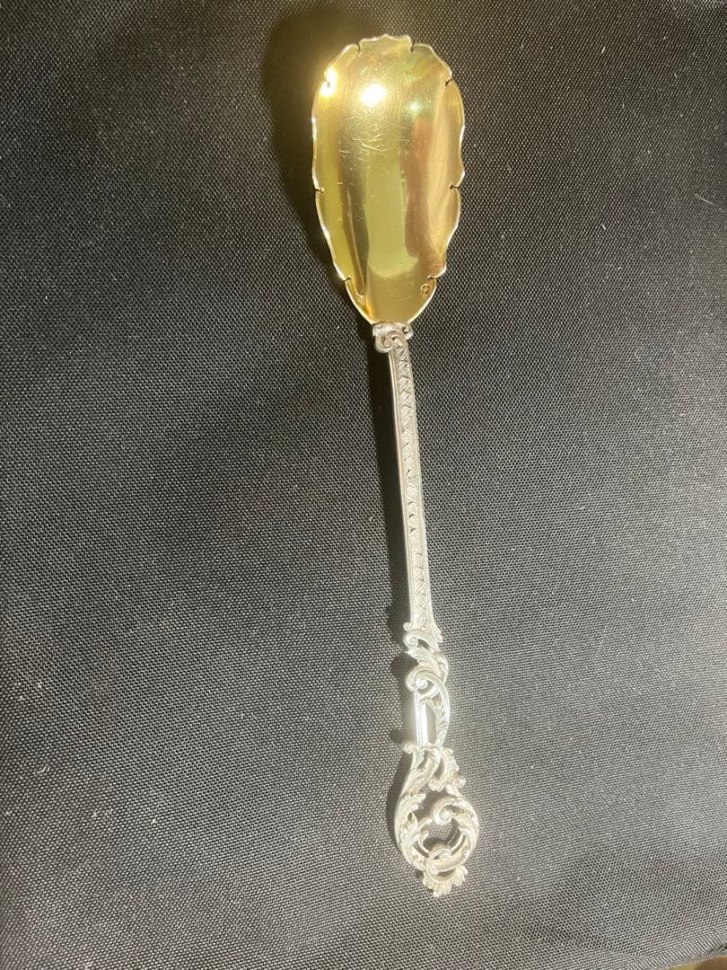フランスアンティーク すかし　純銀　スプーン