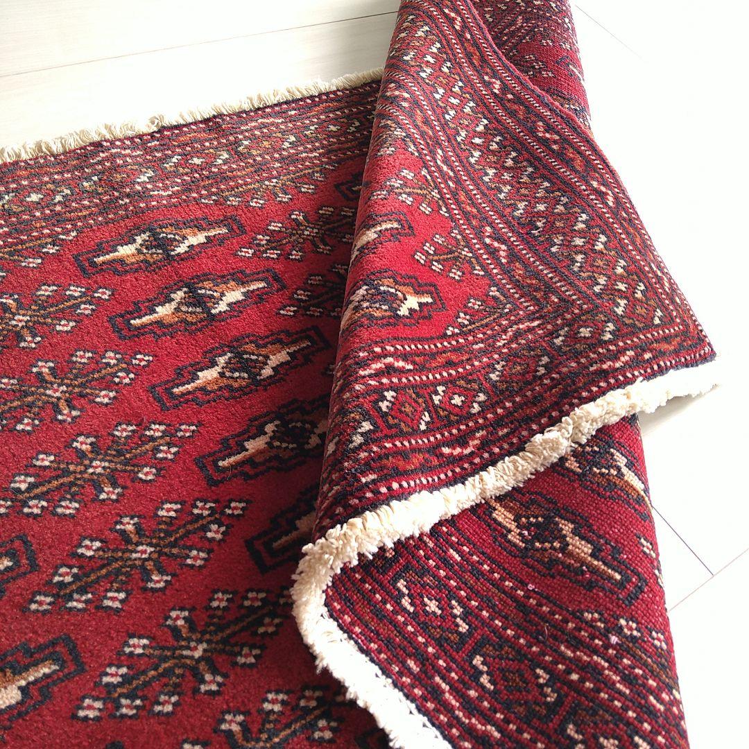 トルクメン ペルシャ絨毯 140×65cm 深みのある赤 オールドラグ