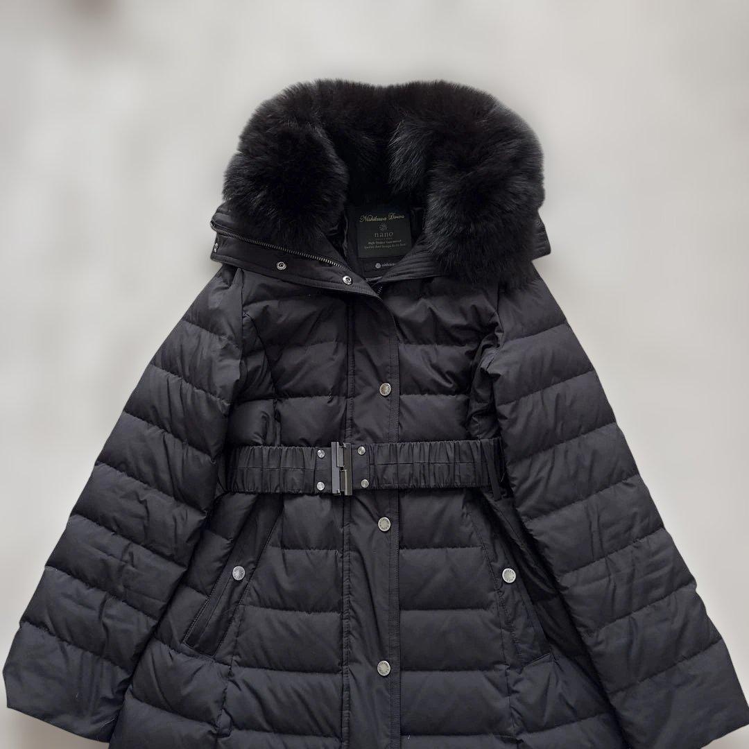 ryo703kato西川 サージロングダウンS 黒　フォックスファー