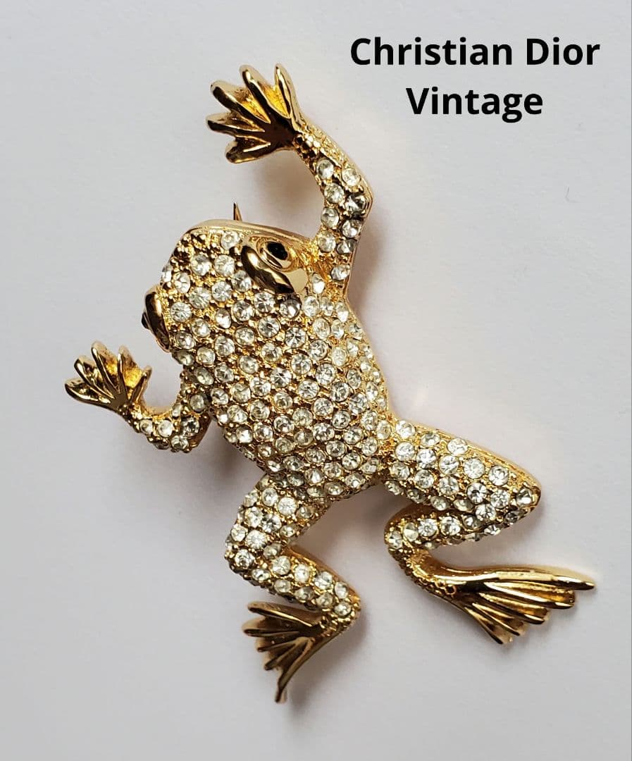 Christian Dior　ヴィンテージ　カエル　ビジューブローチ　ジュエリー