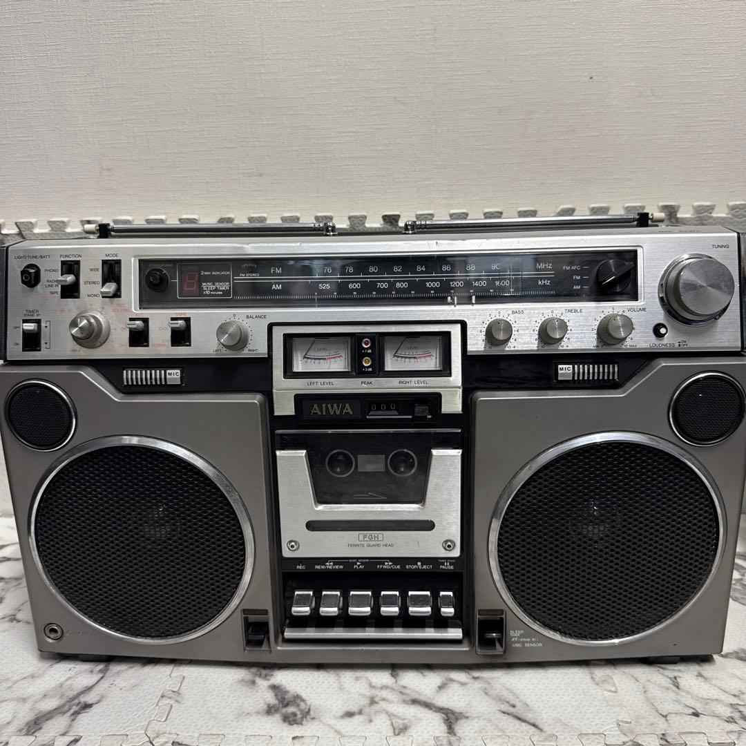 AIWA アイワ 大型ラジカセ CS-80 昭和レトロ ラジカセ通電確認品