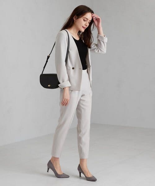 レックスツイル ノーラペルジャケット テーパードパンツ セットアップ カチリラ