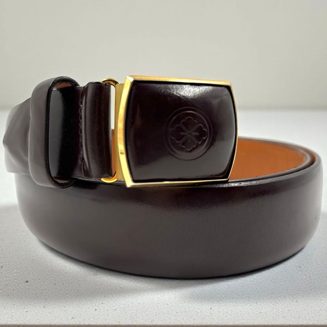 超レア EVISU エビス ベルト 家紋 刻印 ガラスレザー ダークブラウン