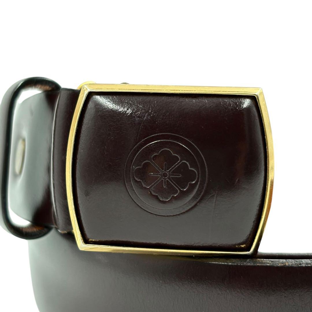 超レア EVISU エビス ベルト 家紋 刻印 ガラスレザー ダークブラウン