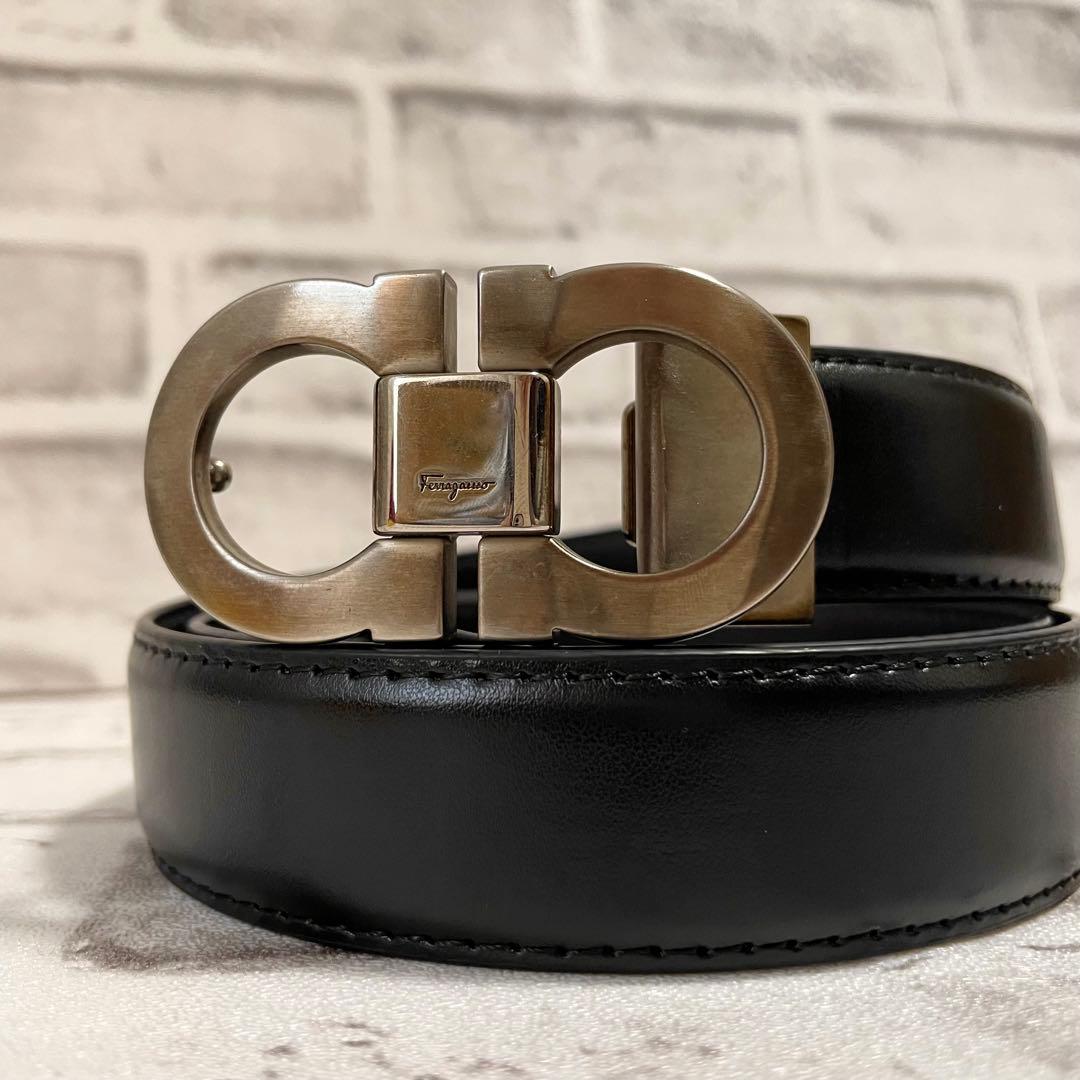 極美品✨サルヴァトーレフェラガモ　ベルト　ダブルガンチーニ　男女兼用　黒