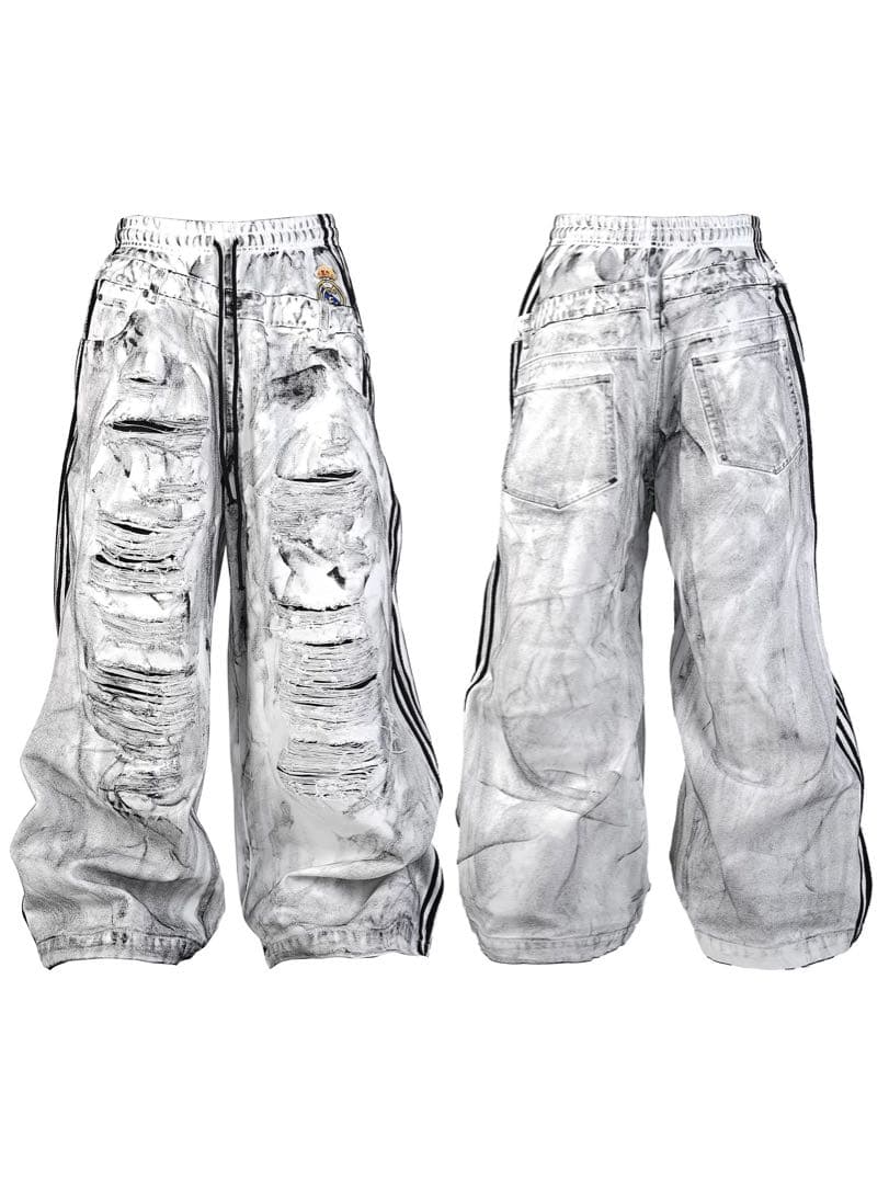 RYE CHASIN ダメージ加工 バギーパンツ ワイド 白 y2k opium