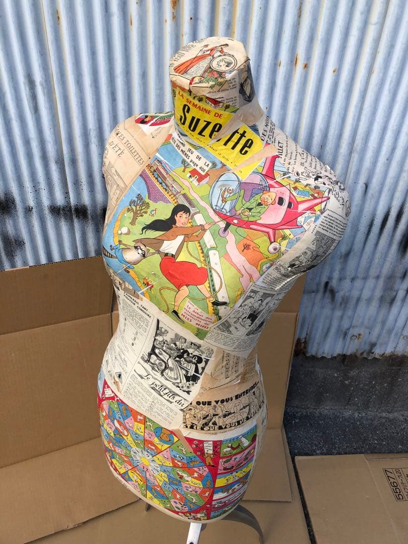 夢八トルソー　フランスの少女紙貼ったトルソー マネキン　ボディー