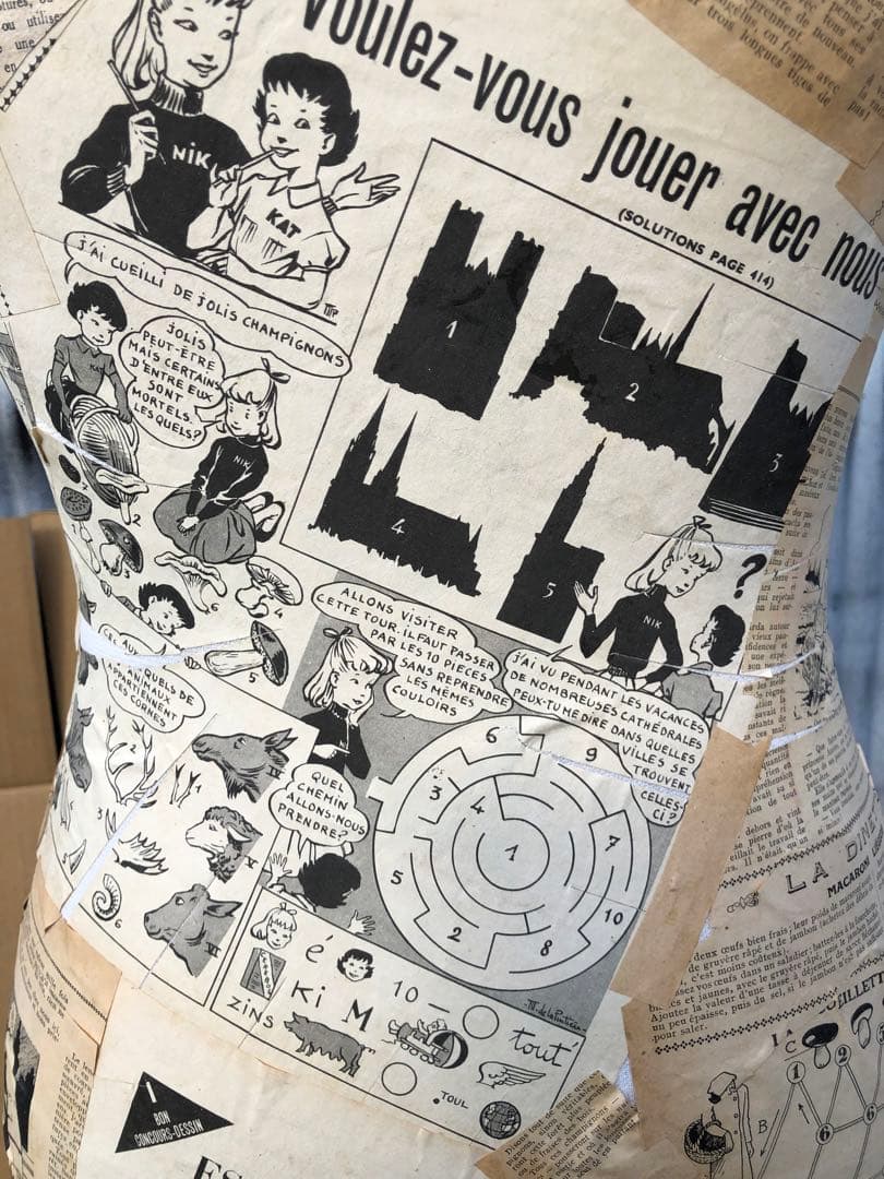 夢八トルソー　フランスの少女紙貼ったトルソー マネキン　ボディー