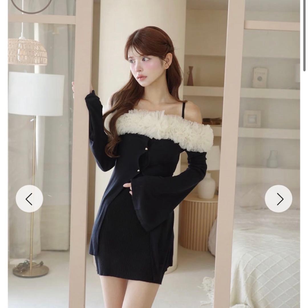 【randy】チュールオフショルアシンメトリーワンピー ス