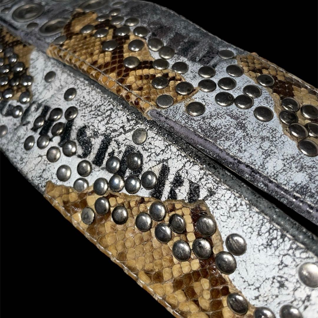 【Kmrii】Crazy studs White python BELT 白蛇
