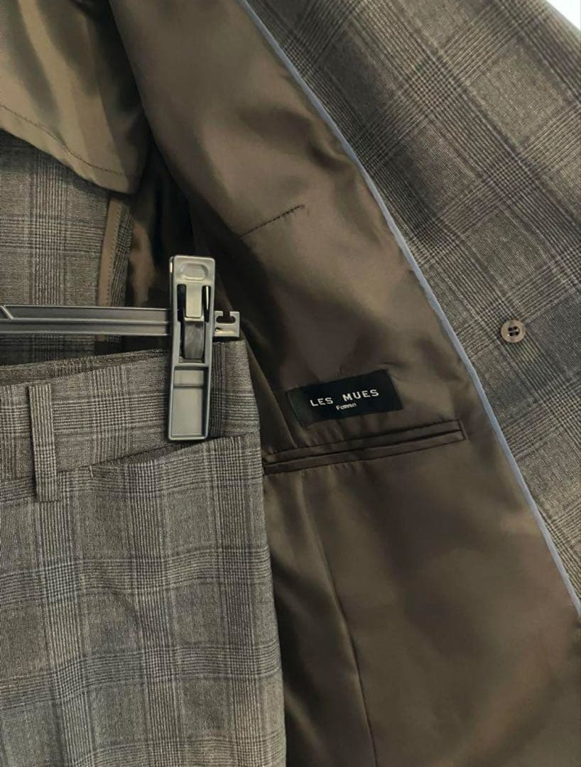 ミワク スーツ セットアップ 茶チェック ダブルジャケット パンツ リラジャケ