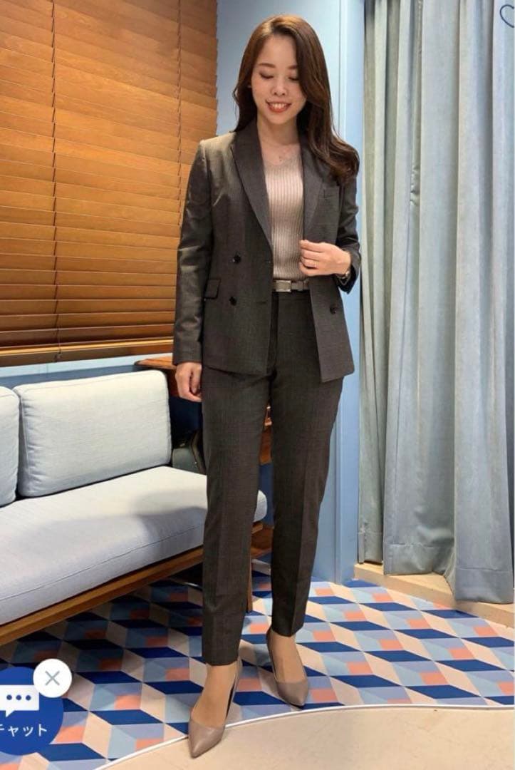 ミワク スーツ セットアップ 茶チェック ダブルジャケット パンツ リラジャケ