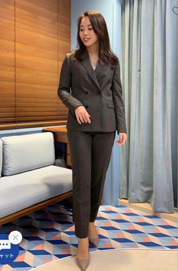 ミワク スーツ セットアップ 茶チェック ダブルジャケット パンツ リラジャケ