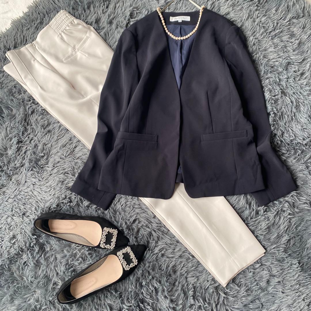 ナチュラルビューティーベーシック ノーカラーセットアップ パンツスーツ L