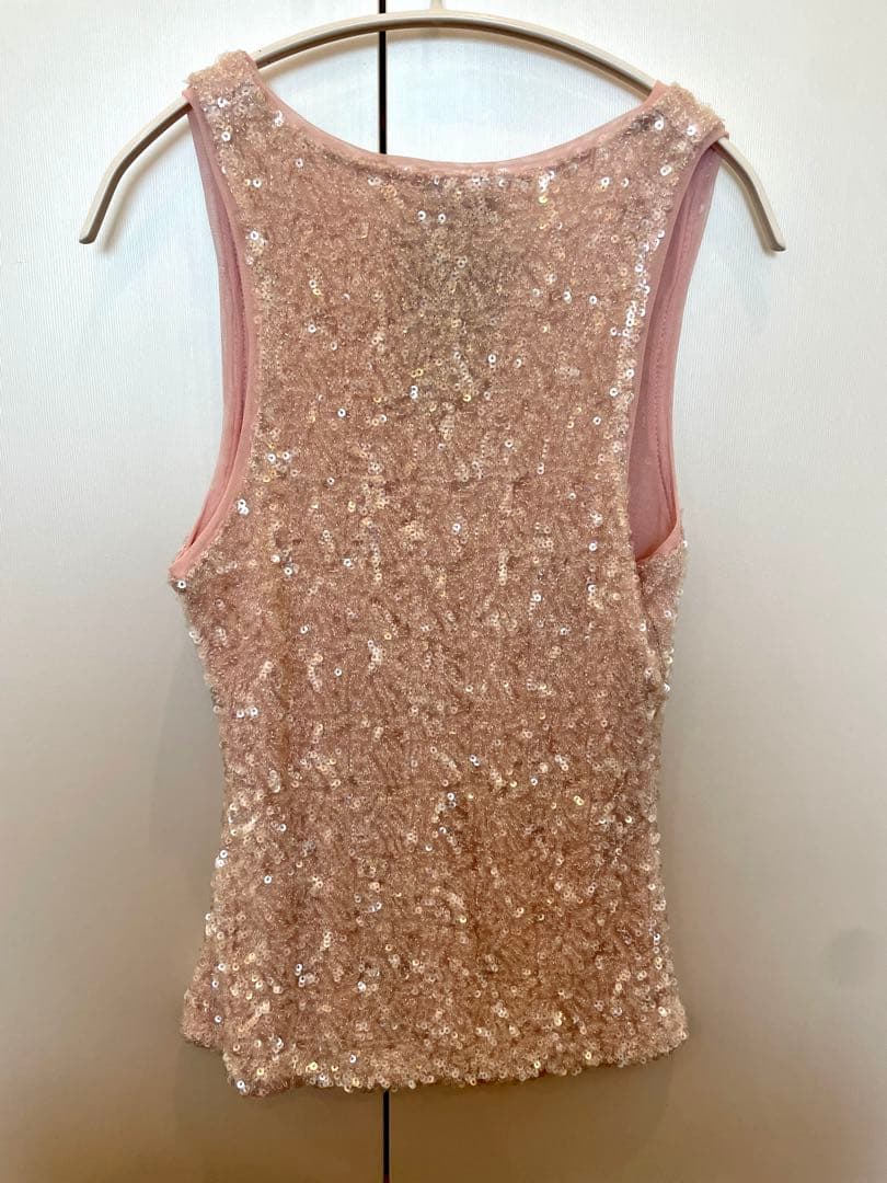 GANNI スパンコールタンクトップ ピンク