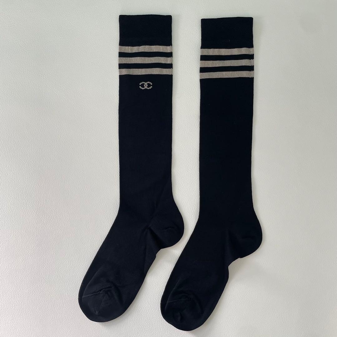 激レア 入手困難 未使用 シャネル ココマーク ハイソックス 靴下 ブラック黒