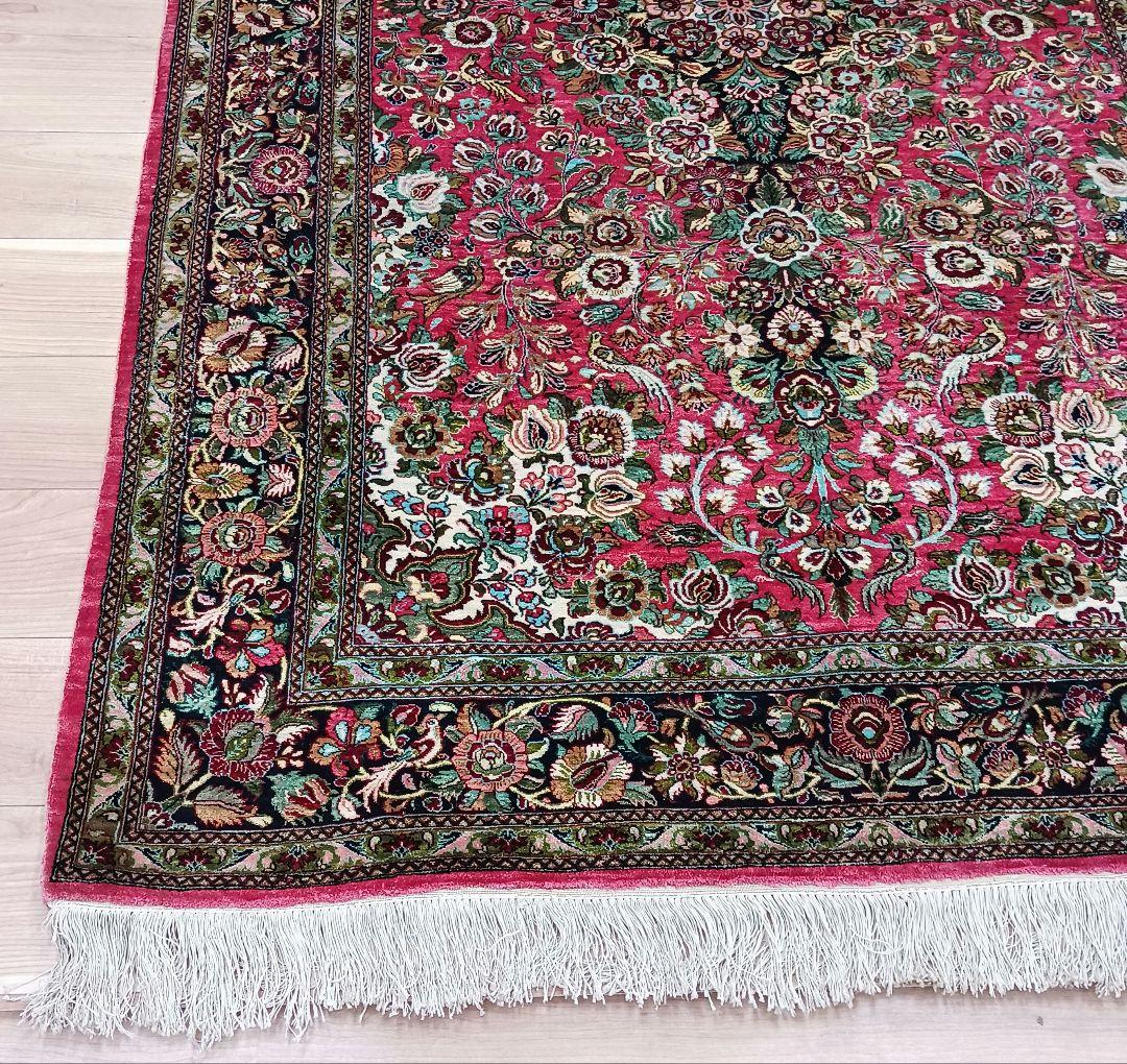 Y3009 ペルシャ絨毯 クム産 シルク100% 手織り81万ノット