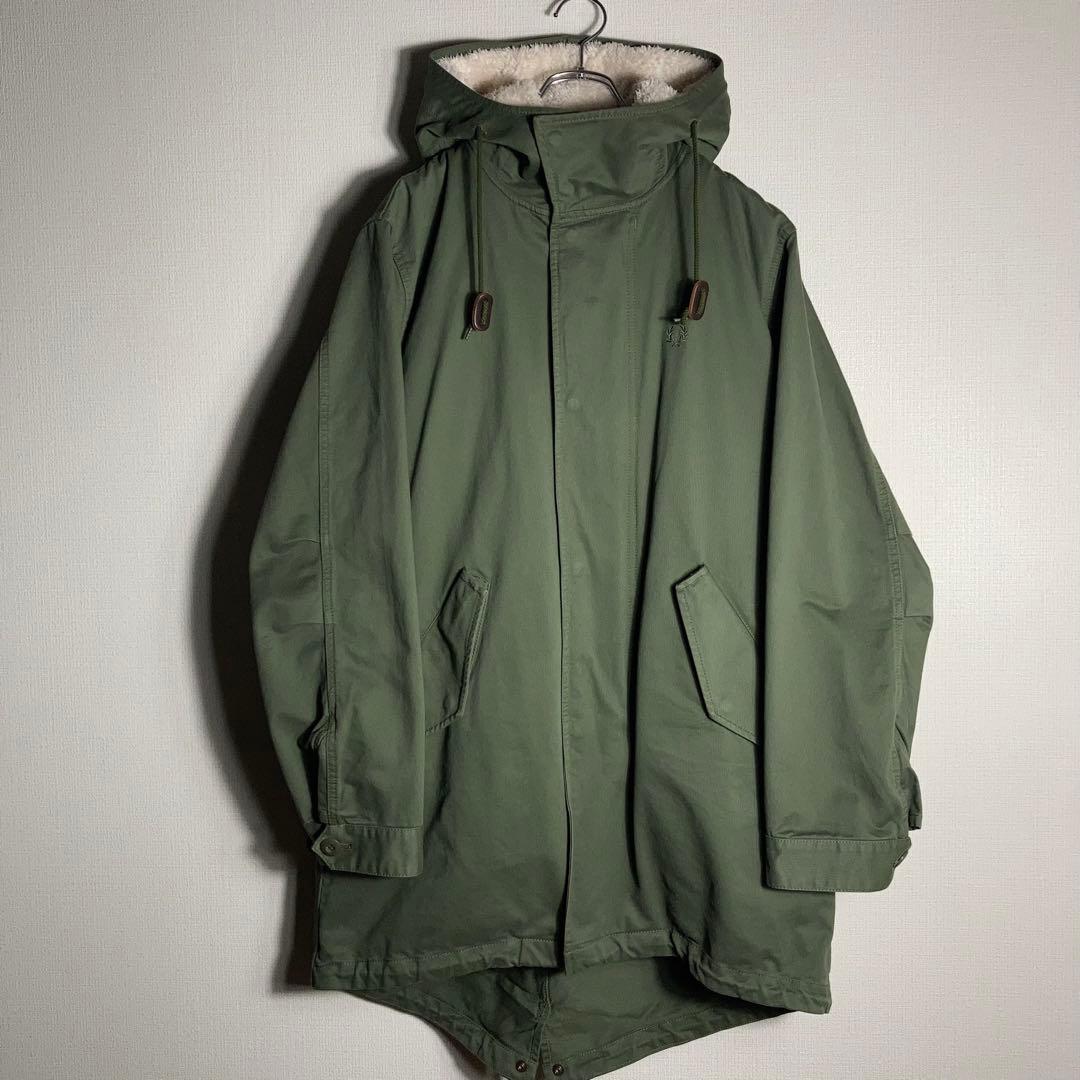 FREDPERRY‼︎ ライナー付きモッズコート 刺繍ロゴ カーキ L.