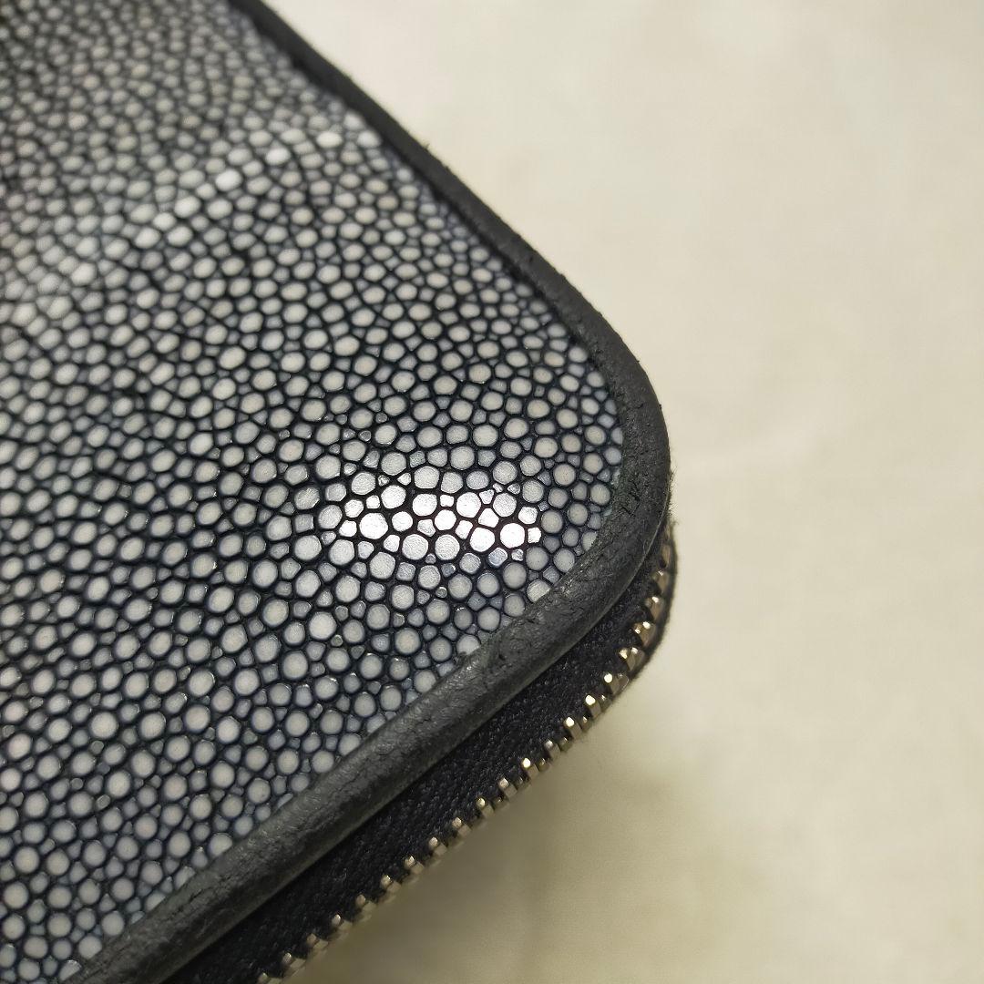 希少 ボッテガヴェネタ スティングレイ エイ革 ラウンドファスナー 黒