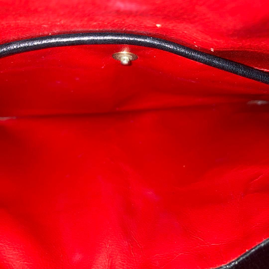 GUCCI オールドグッチ　レザー　ブラック　ターンロック　フォーマルバッグ