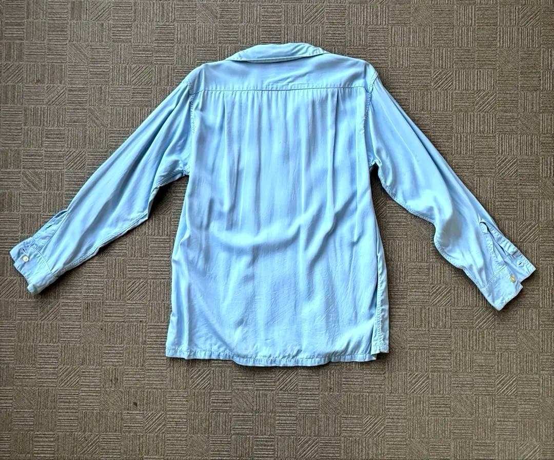 60s ARROW 淡ブルー レーヨンギャバジンシャツ　usa製　ヴィンテージ