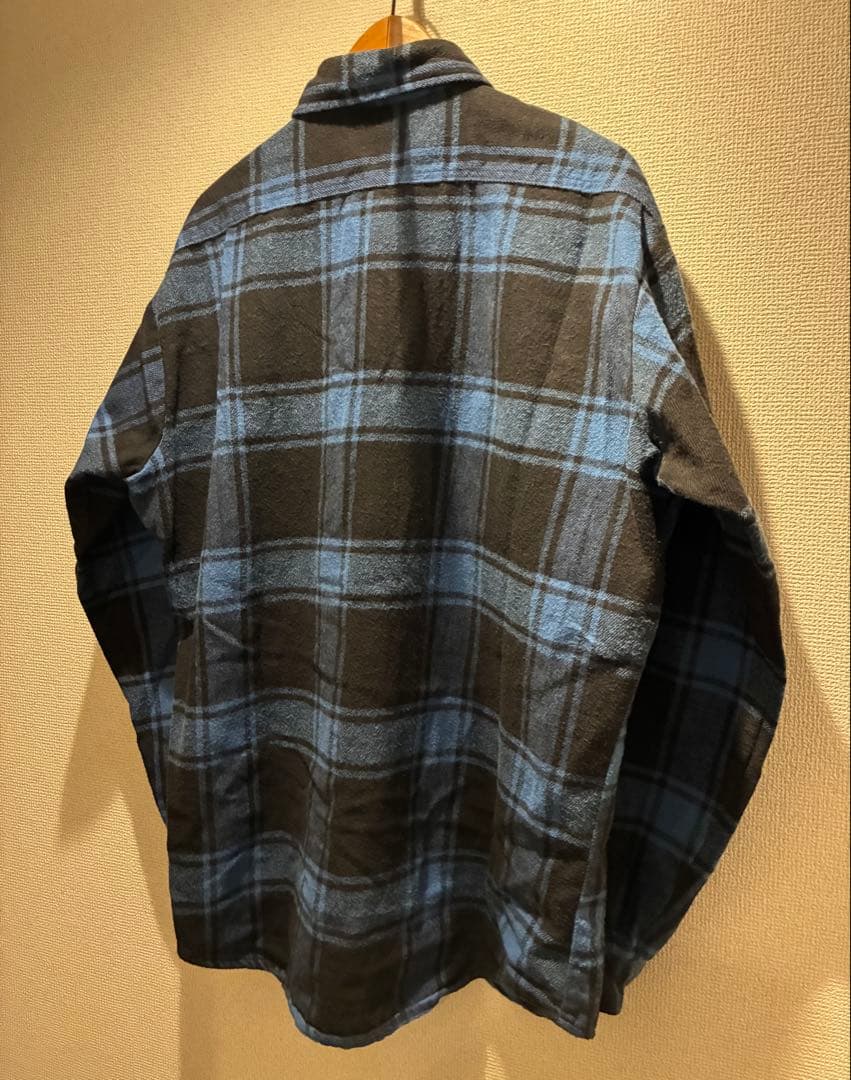 USA製FIVE BROTHER ネルシャツXL TALL青黒 ファイブブラザー