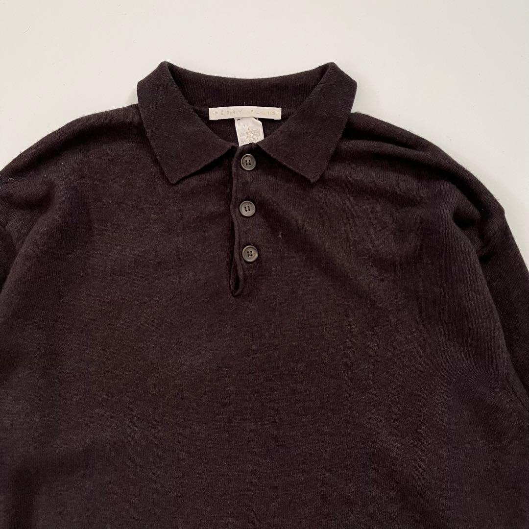 90s イタリア製 perry ellis ペリーエリス ニットポロ ウール