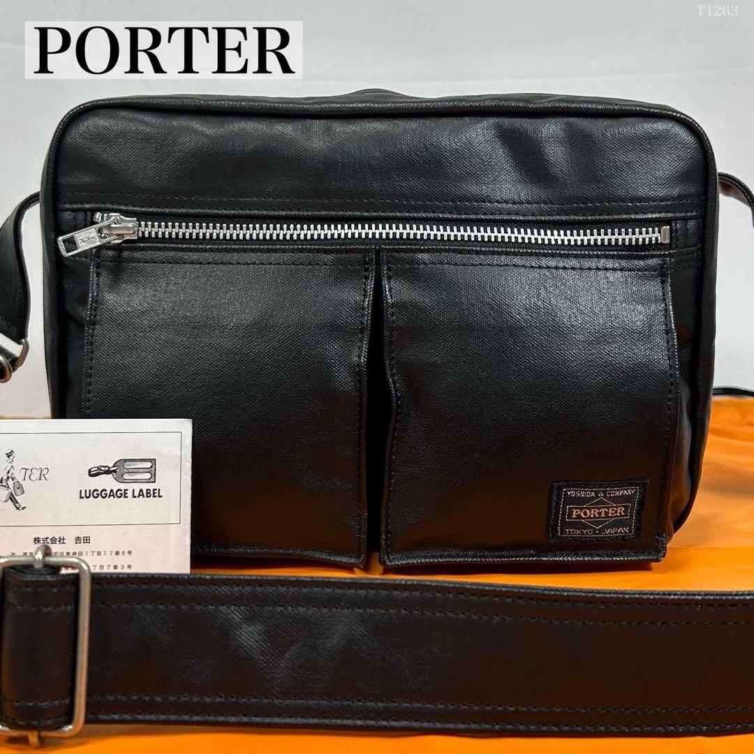 【極美品/カード付】ポーター フリースタイル ショルダーバッグ ボディバッグ 黒