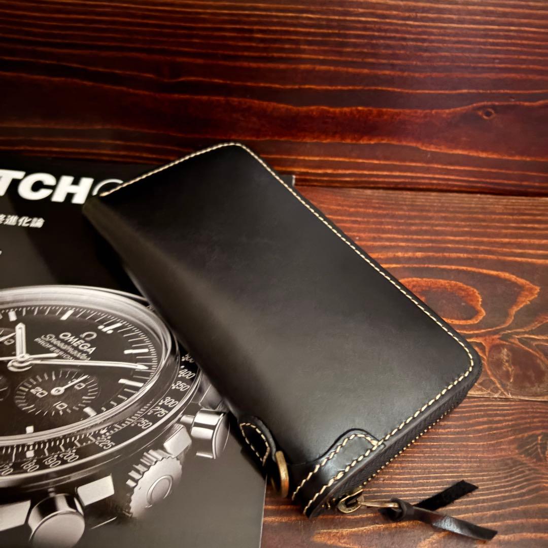 C21 栃木レザー【本革】無双 長財布 黒 Dカン YKK■ブラック バイカーズ