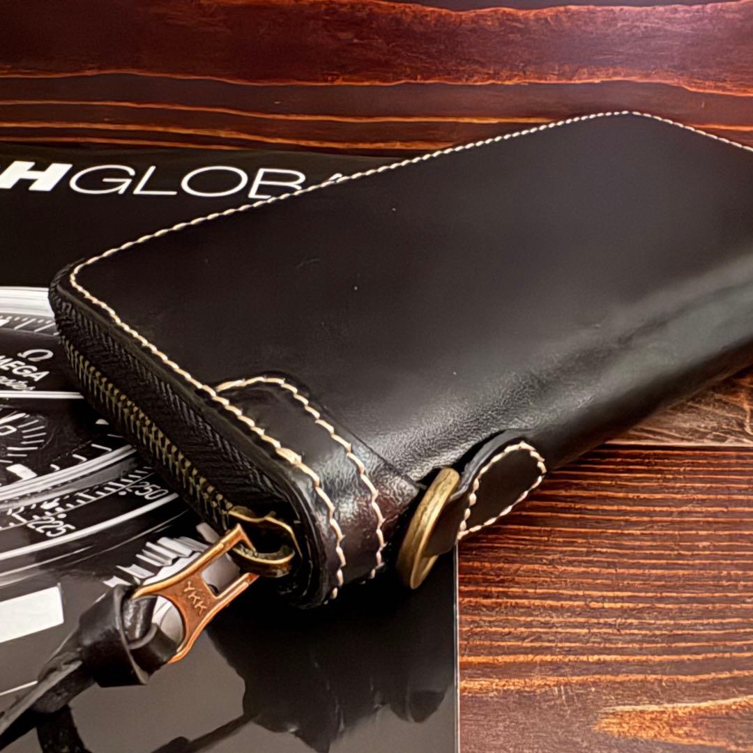 C21 栃木レザー【本革】無双 長財布 黒 Dカン YKK■ブラック バイカーズ