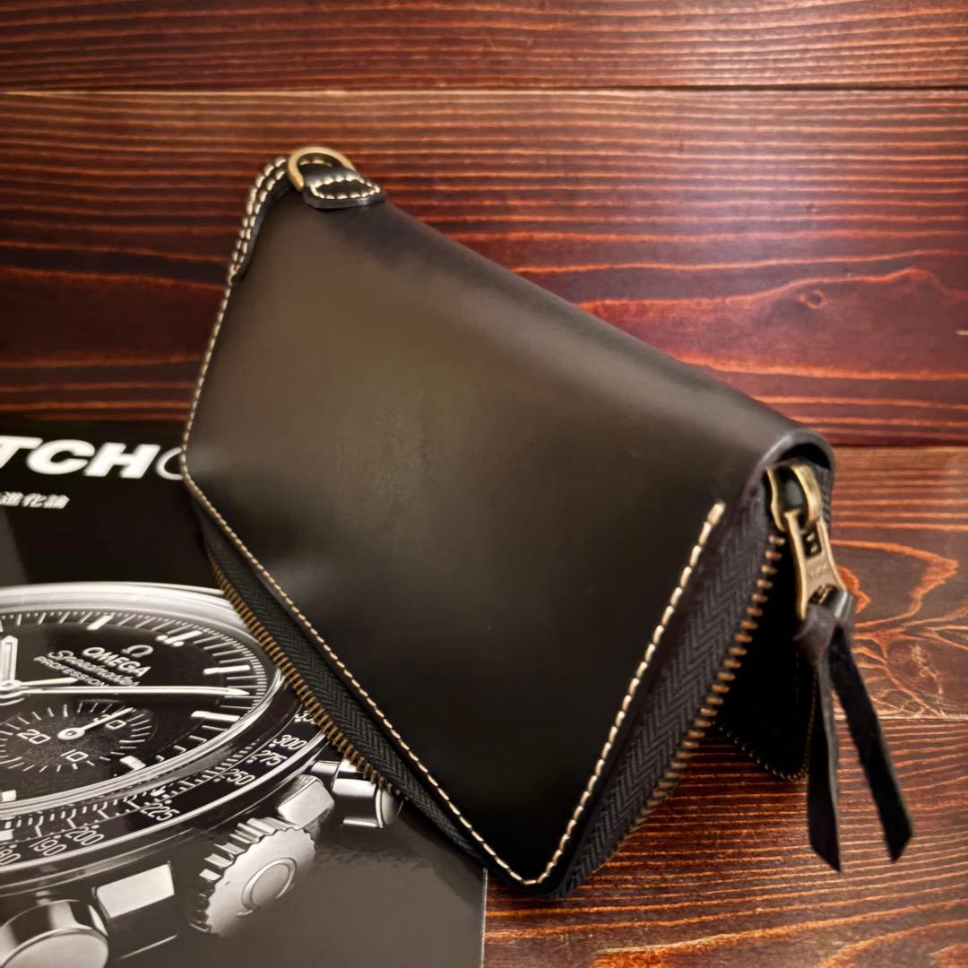 C21 栃木レザー【本革】無双 長財布 黒 Dカン YKK■ブラック バイカーズ