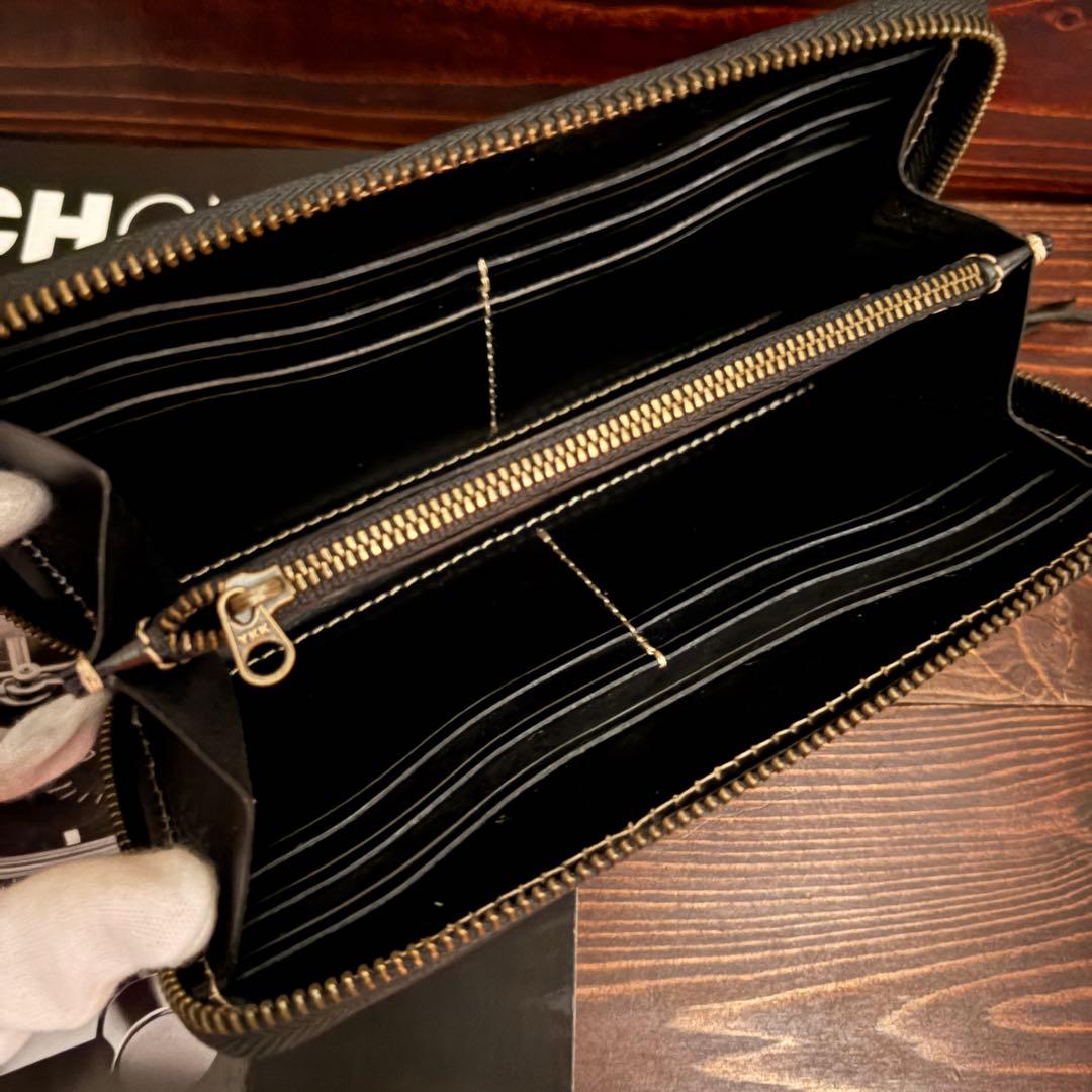 C21 栃木レザー【本革】無双 長財布 黒 Dカン YKK■ブラック バイカーズ