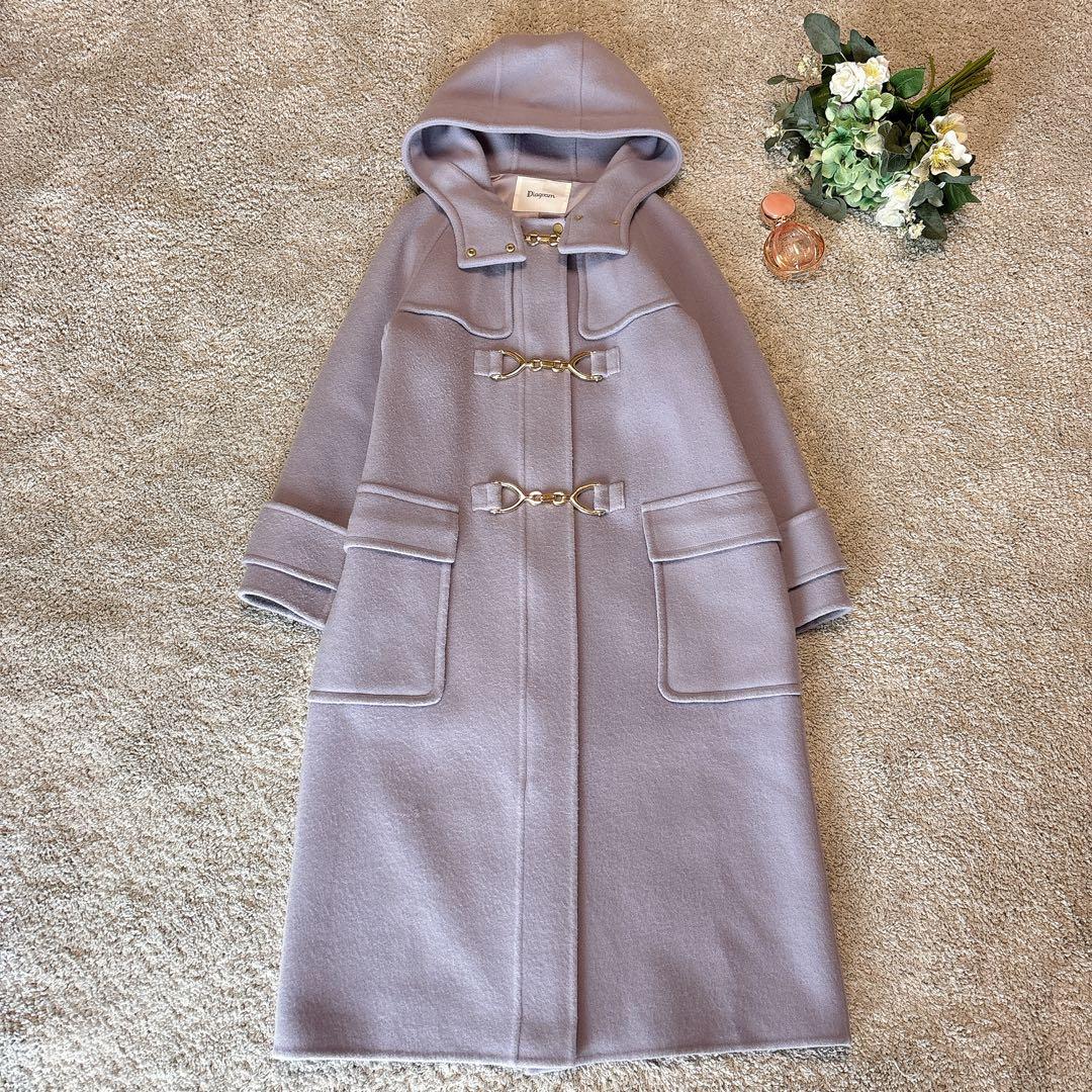 ダイアグラム　ゴールド金具ロングダッフルコート　ラベンダー３６リバー仕立て