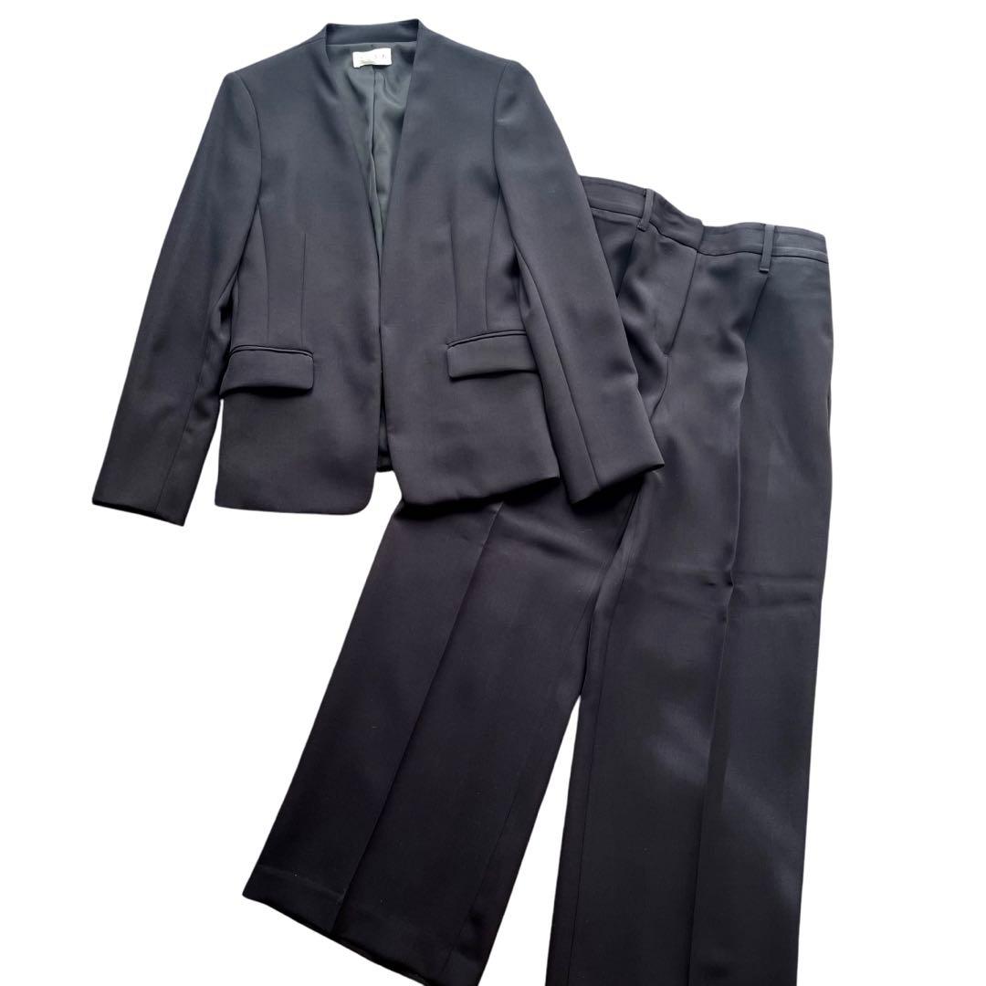 極美品　PLST ノーカラージャケット　パンツスーツ　セットアップ　黒　Mサイズ