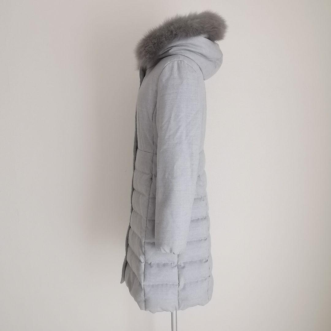 ANAYI フォックス ファー ロング ダウン コート アナイ ライトグレー M