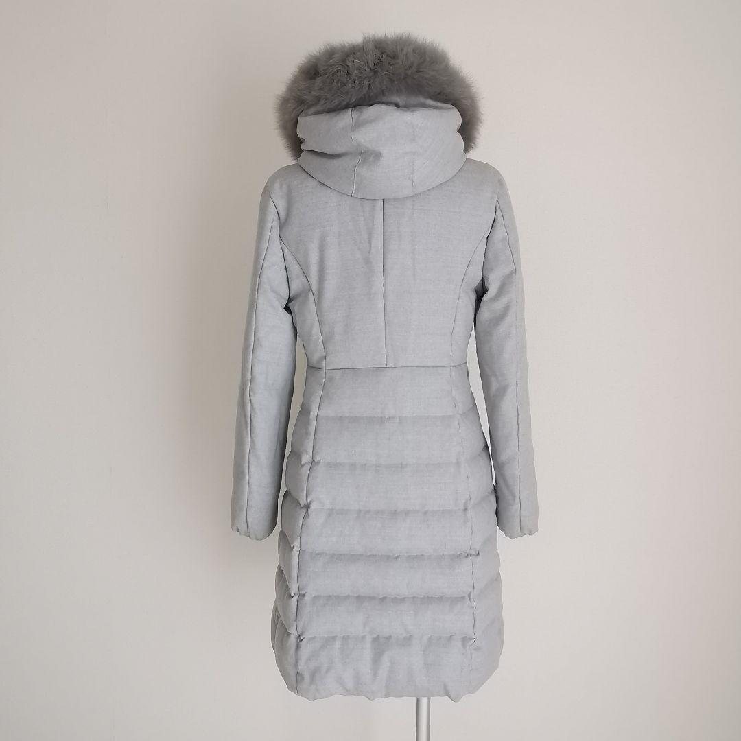 ANAYI フォックス ファー ロング ダウン コート アナイ ライトグレー M