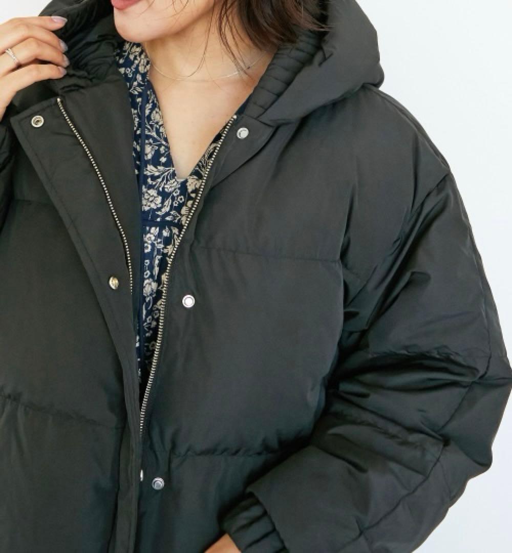 ルクールブラン　プリーツレイヤードフードショートダウン