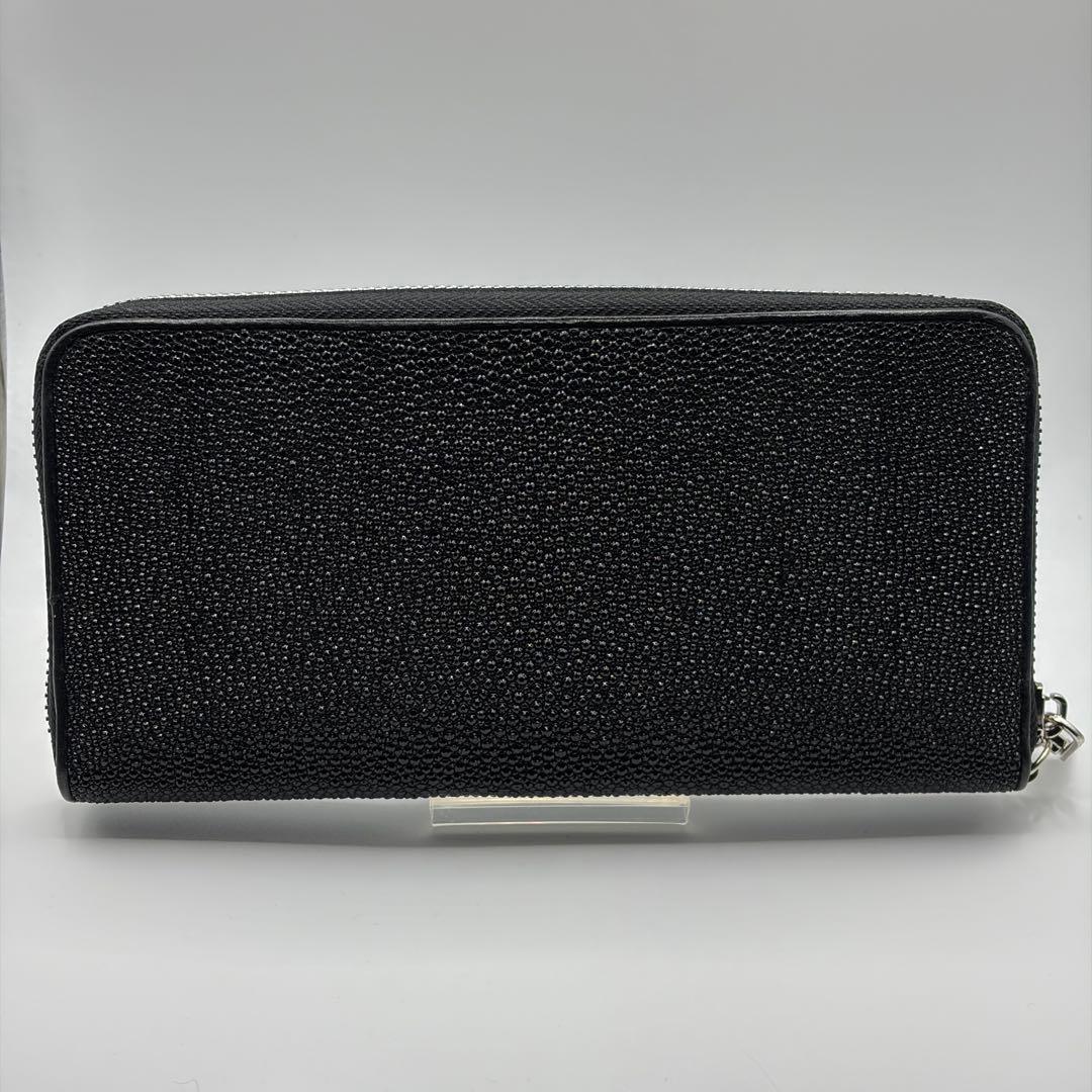 スティングレイ 長財布 ブラック ラウンドファスナー ストラップ付き 天眼