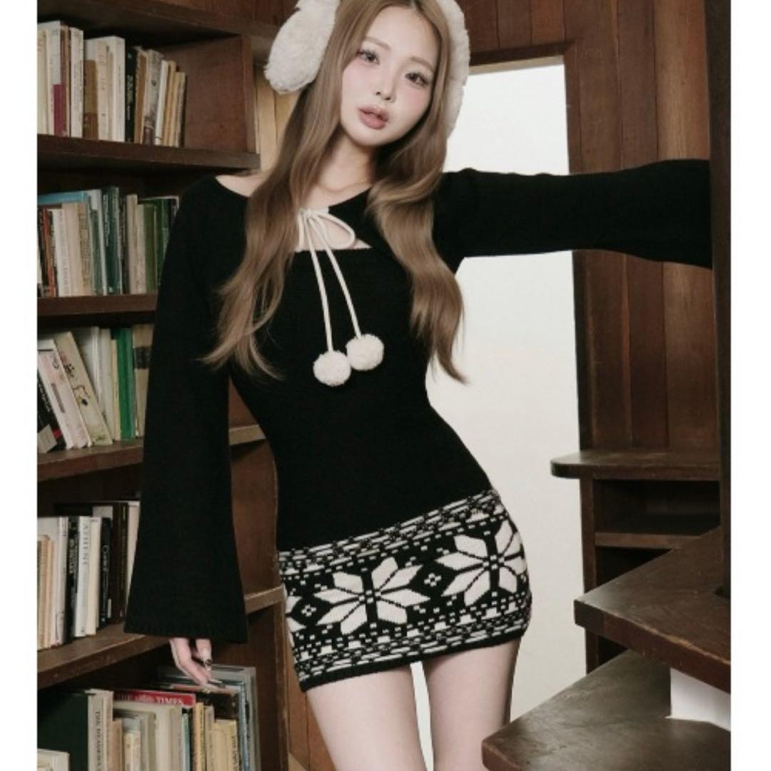 ダーリッチ ノルディックパネルニットミニワンピース