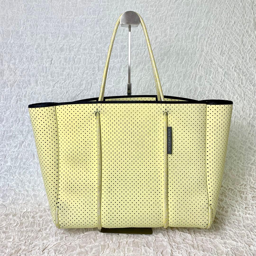 美品　STATE OF ESCAPE マザーズバッグ　ポーチ付き　イエローA4◎